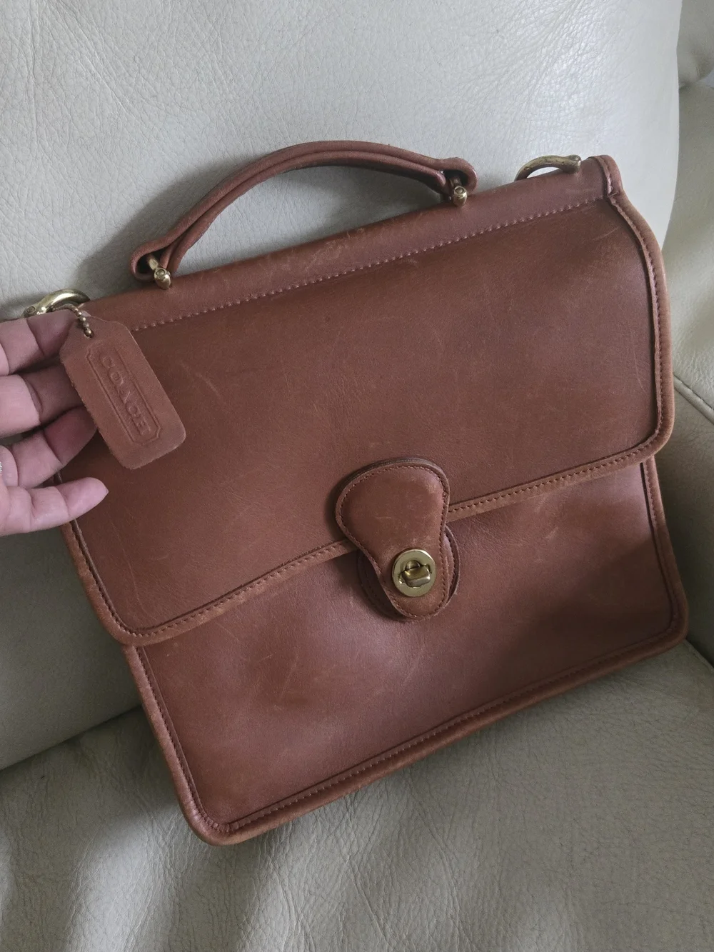 Coach Vintage Brown Leather Briefcase Crossbody 9927 - Picture 6 of 16